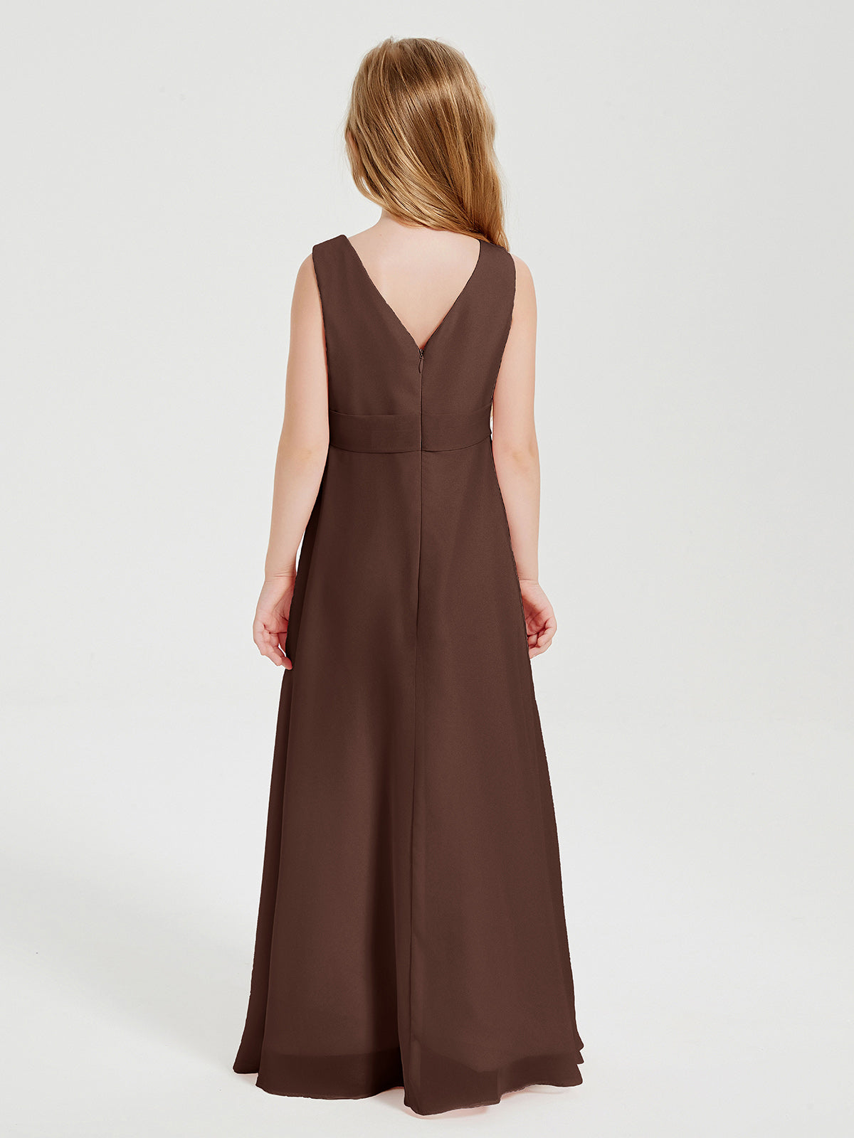 Boho Long Chiffon Bridesmaid Gown Chocolate